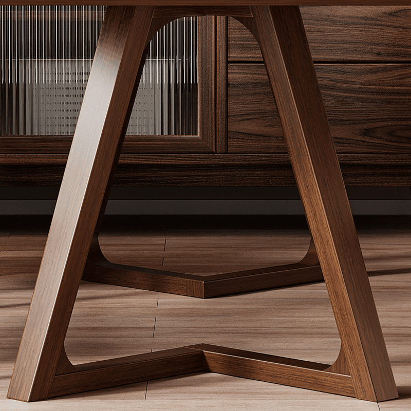 Wood Grain/Tan Simplistic Rectangular Lumber Fixed Dining Table for 6 People/for 4, Standard Table Height - image 11