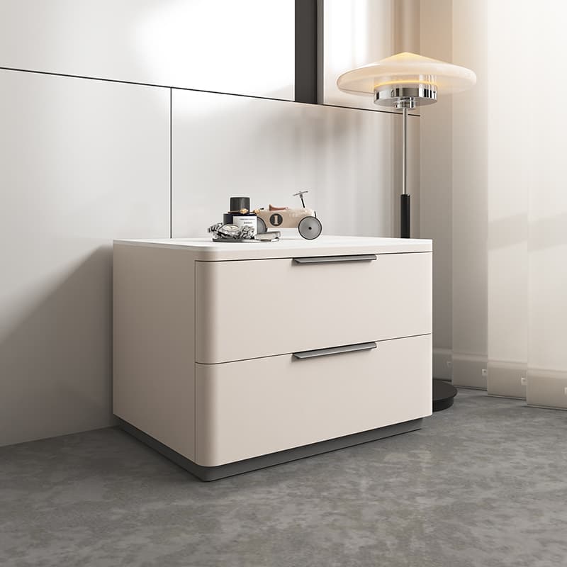 Modish 2 Tiers Stone Drawer Storage Bedside Table - image 9