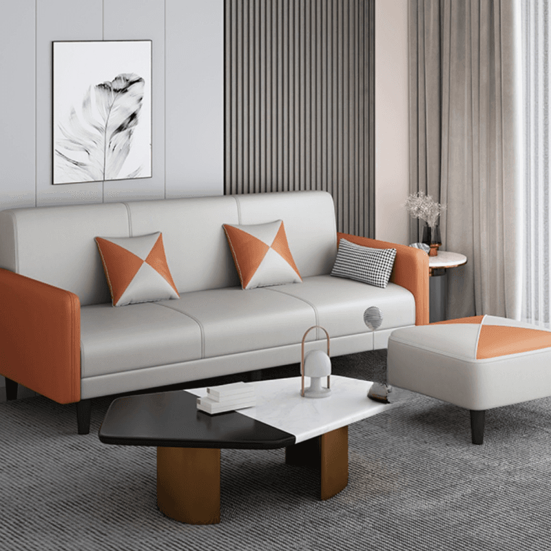 Convertible Sofa in Gray/Cerulean/Off-White with Armrest and 3 Pillows - image 25