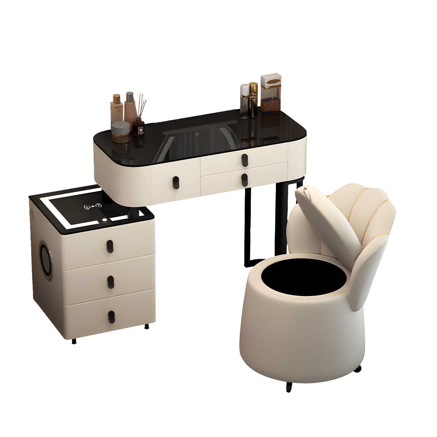 Lighted Mirror Vanity Dressing Table Set with Storage Drawers - image 13