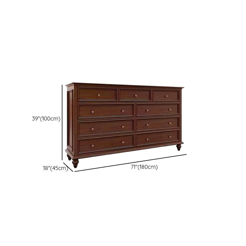 Cocoa Casual Ash Wood Double Dresser/Lingerie Chest with 9/8/6 Drawers, Horizontal/Vertical - image 12