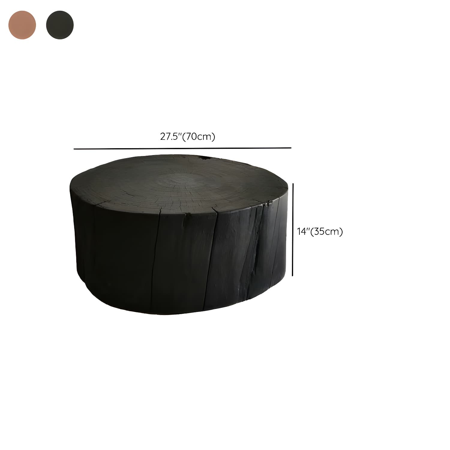 Round Wood Mid-Century Modern Coffee Table with Drum Base and Distressed Finish - image 16