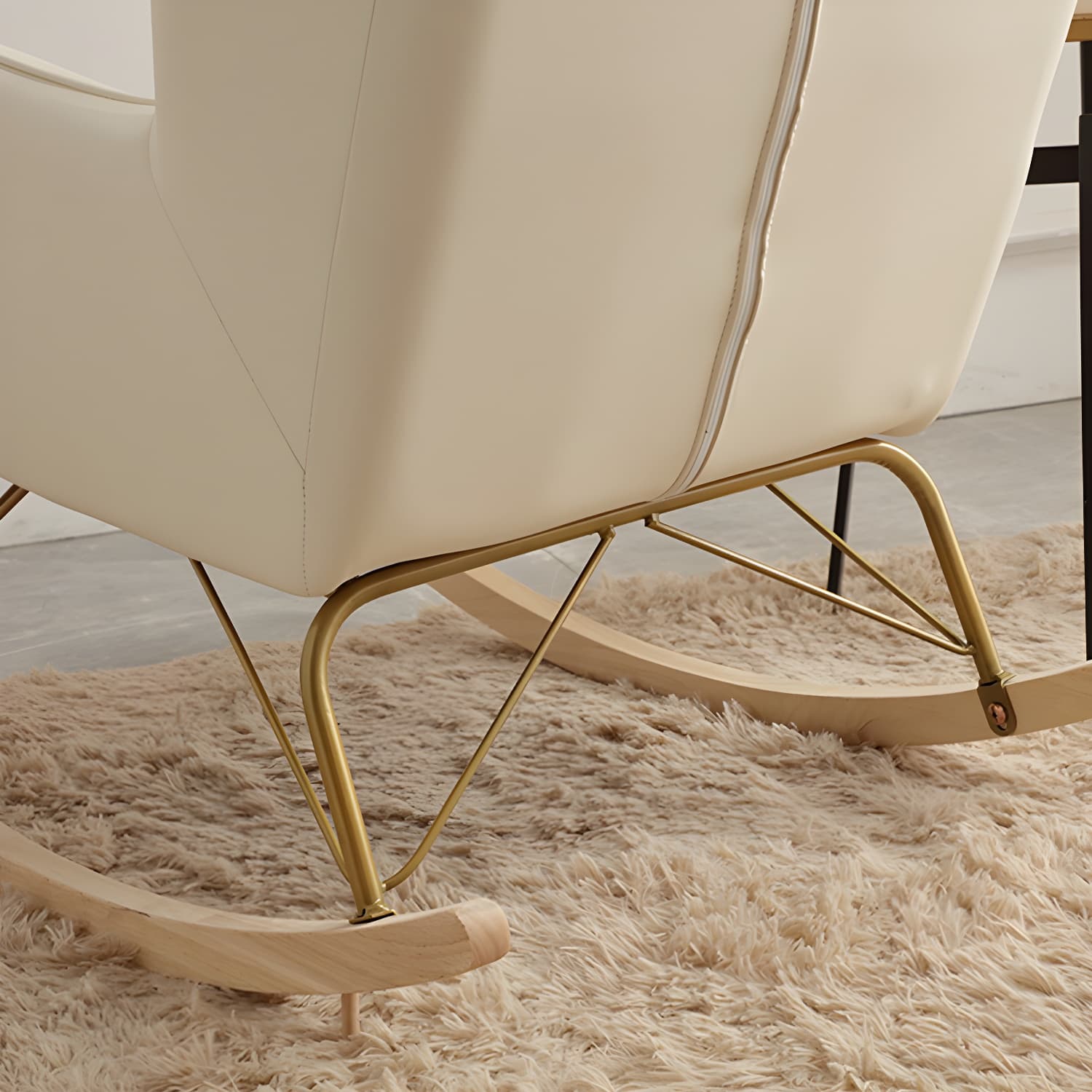 Contemporary Rocking Chair Rubber Wood Frame Wing Chair Back Indoor Rocking Chair - image 13