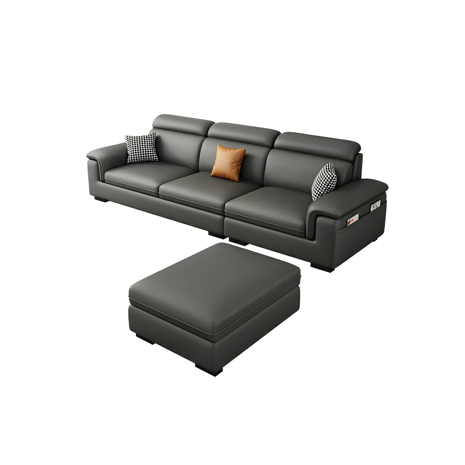 Modern Gray Stationary Sectional Sofa with Pillow Top Arm and Storage - image 8