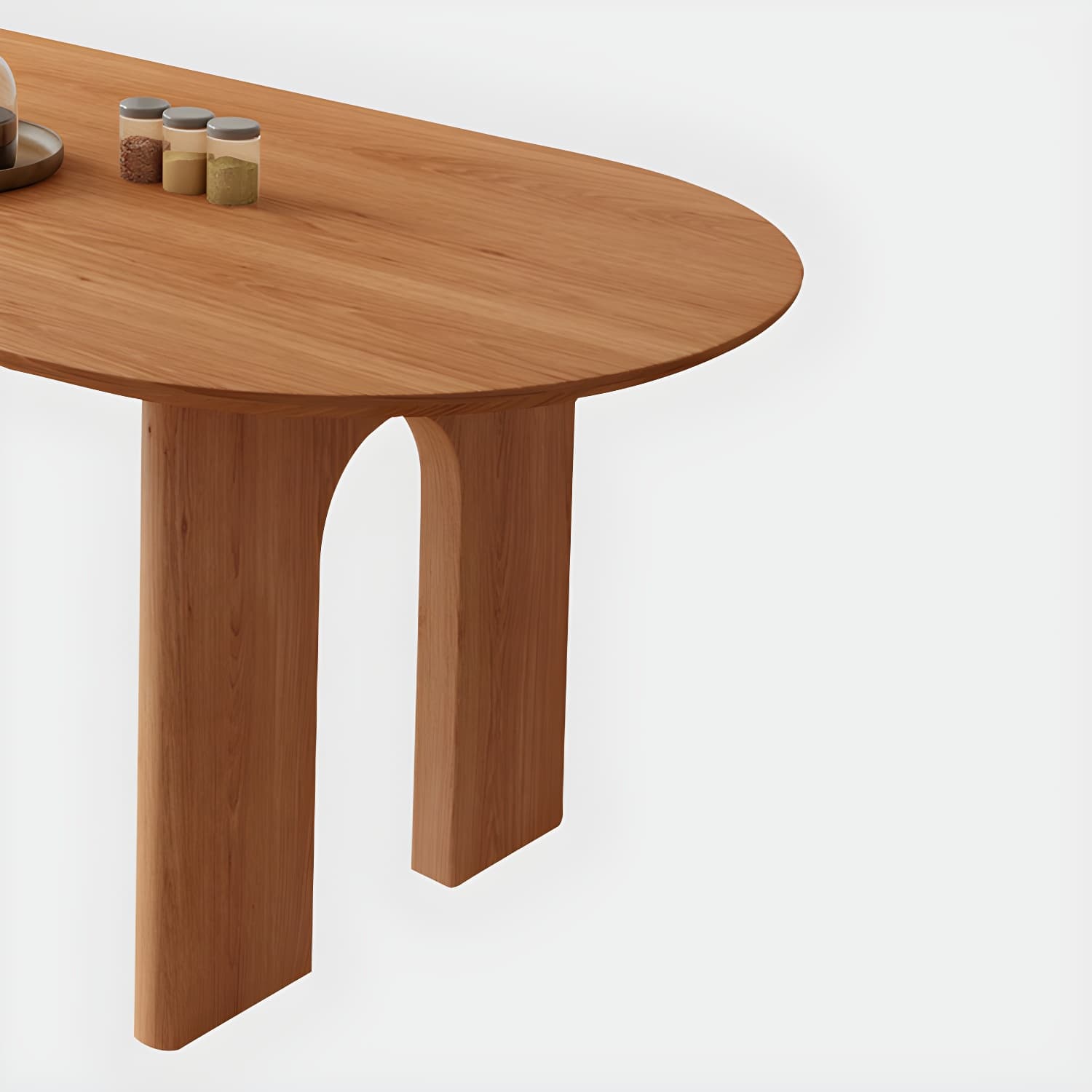 Scandinavian Wooden Oval Dining Table in Natural and Brown for Dining Room - image 8