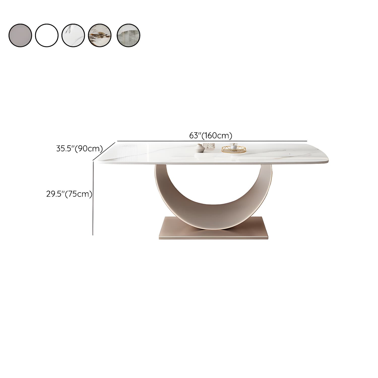 Contemporary Stone Top Dining Table with Metal Pedestal Base - image 15