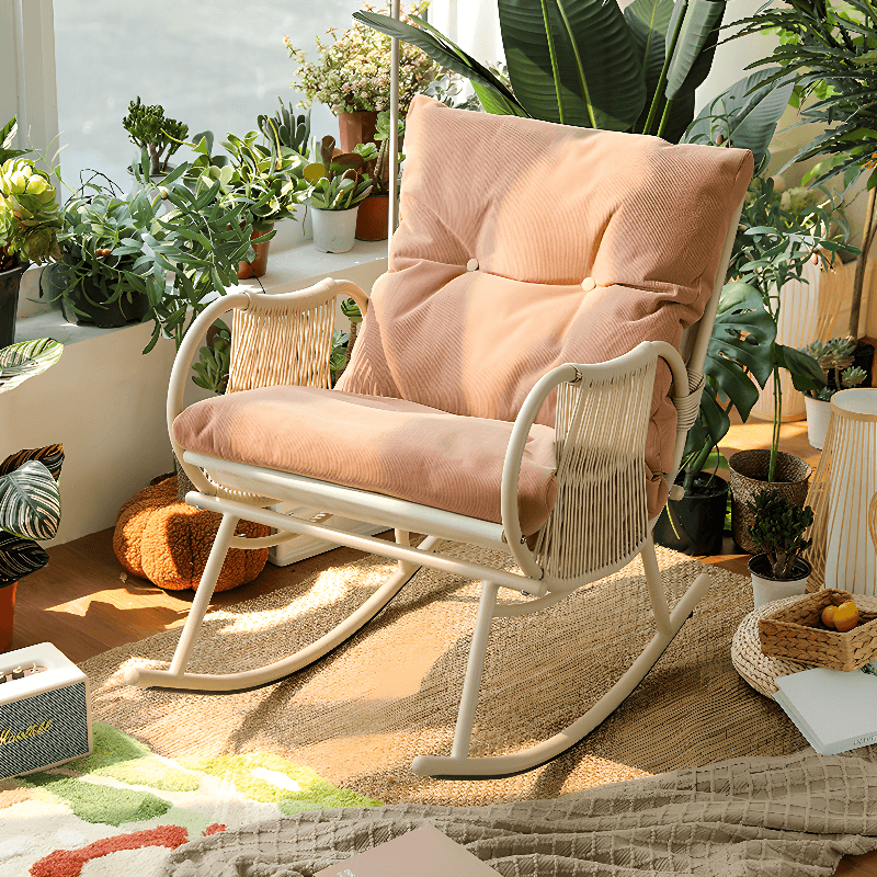 Art Deco Alloy Rocking Chair with Upholstered Track Arm - image 6