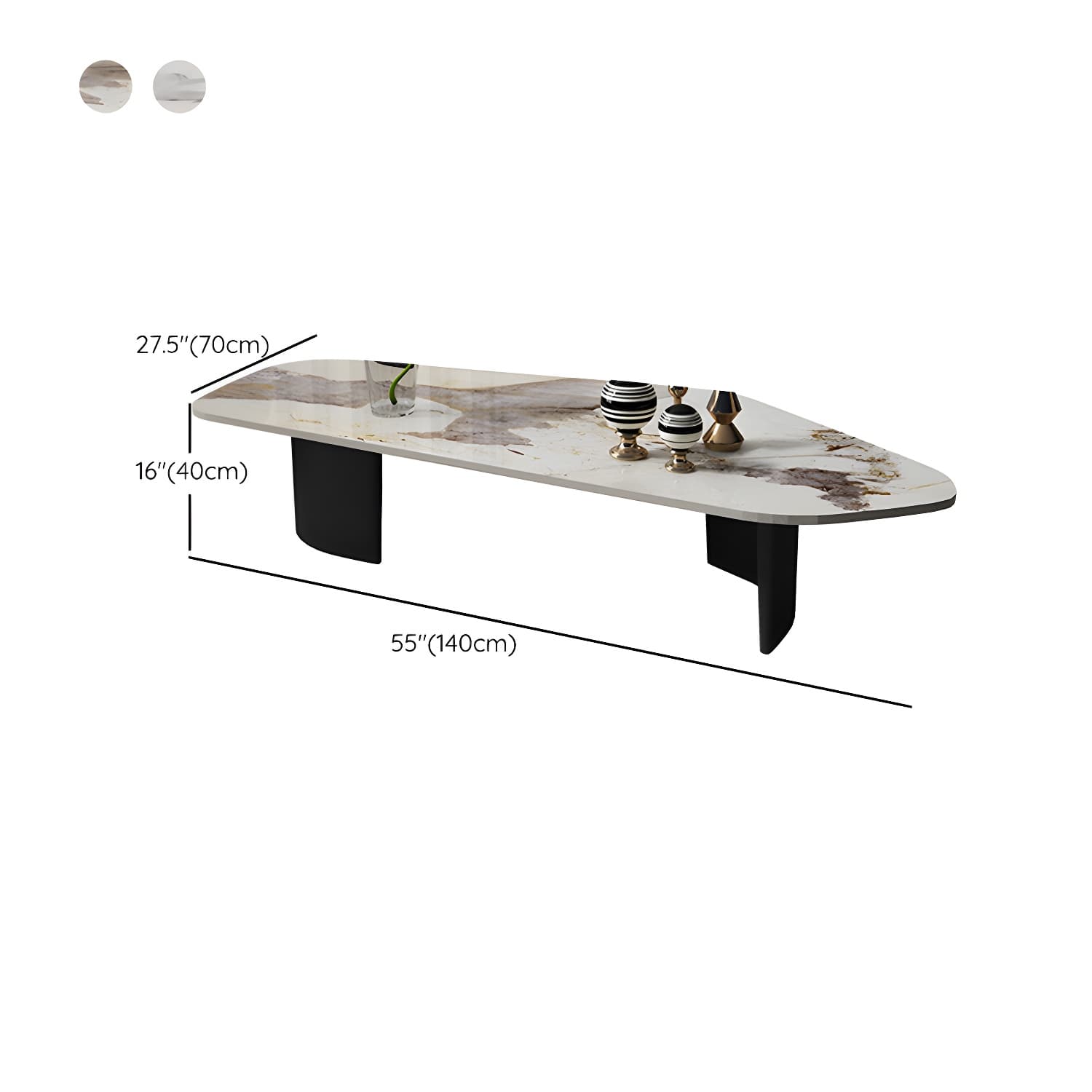 Glam Irregular Slate Top Cocktail Table Sled 15.7" H Coffee Table - image 15