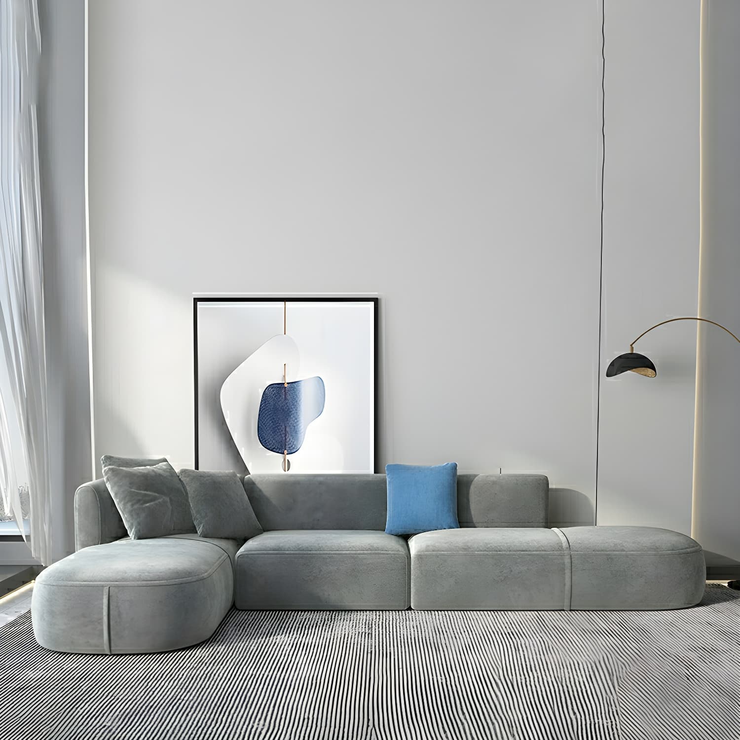 Flannel Upholstered Sectional Sofa in 2 Piece Set - Cozy, Stylish and Comfortable - image 14