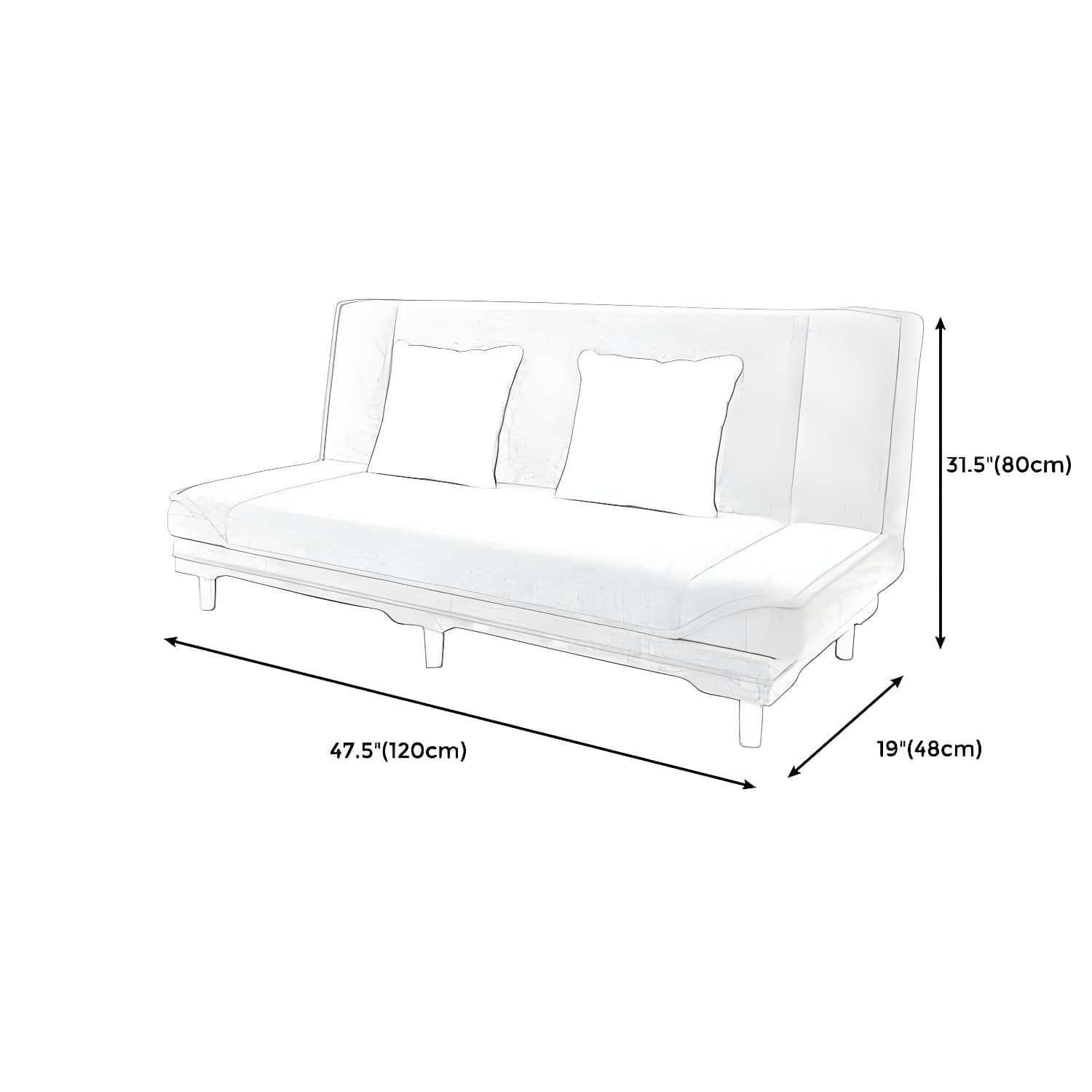 Convertible Armless Sofa 48"W Modern Sofa with Cotton Blend for Living Room - image 32