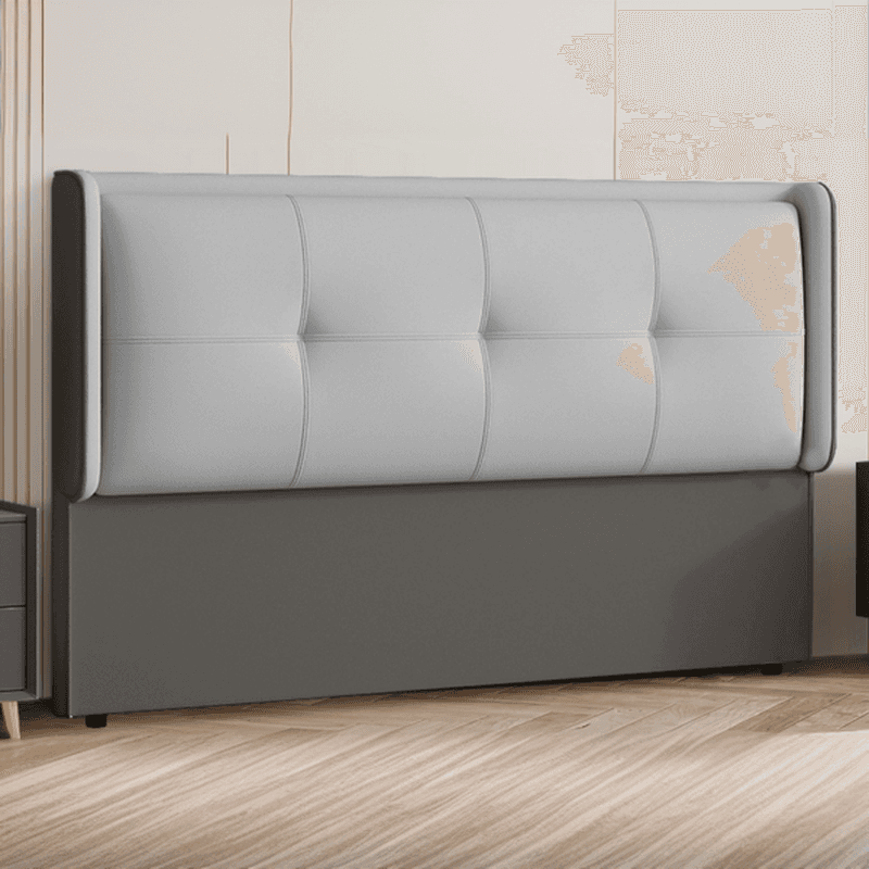 Simplistic Style Wingback Headboard with No Distressing, Piled Tufted Rectangular Shape for King/Queen/Full Bed, Featuring Sponge Upholstery and Standard Height