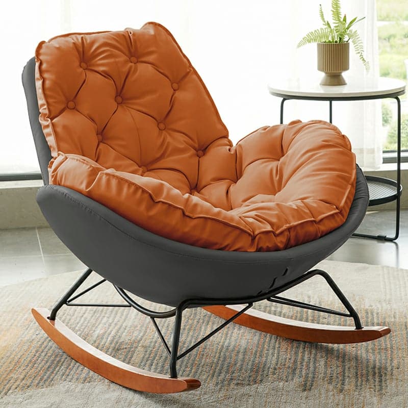 Ergonomic and Stationary Solid Wood Maternity Rocking Chair with Back and Flared Arm - image 5