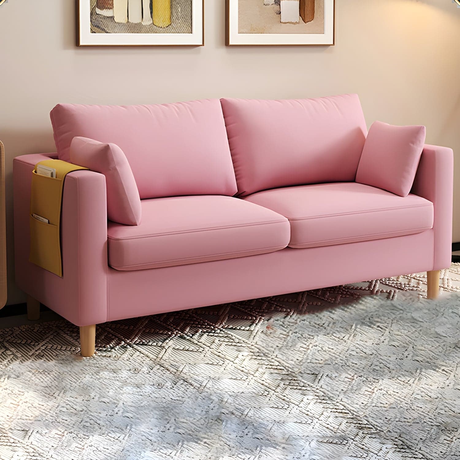 Contemporary Square Arm Loveseat with Machine Washable Cover and Pillows - image 14