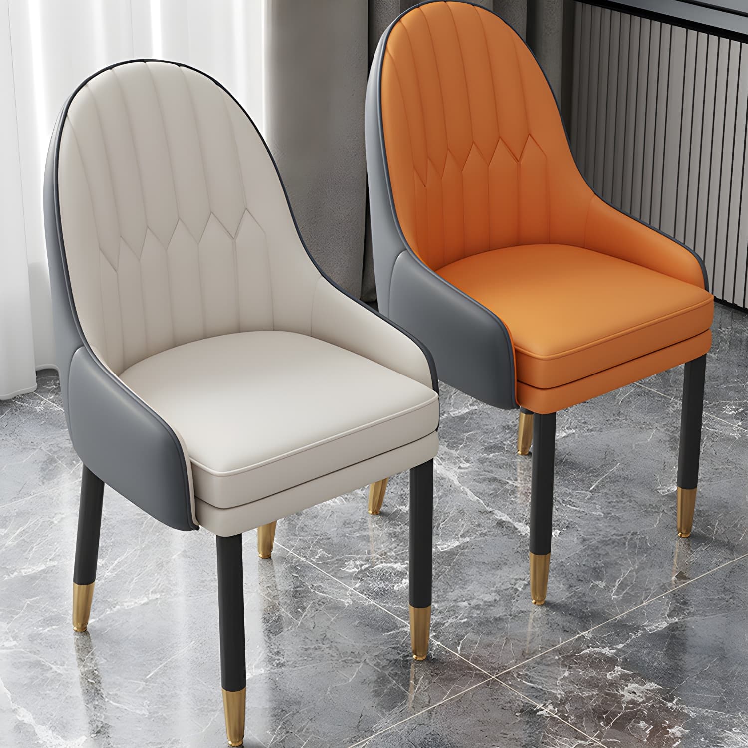 Elegant Glam Faux Leather Dining Chair with Solid Back for Kitchen & Dining - image 30