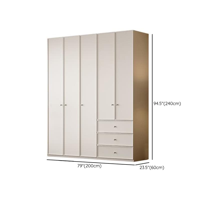 Chalk Modern Wooden Standalone Almirah with 3-Drawer, Interior Shelves, and Hanging Rod - image 20