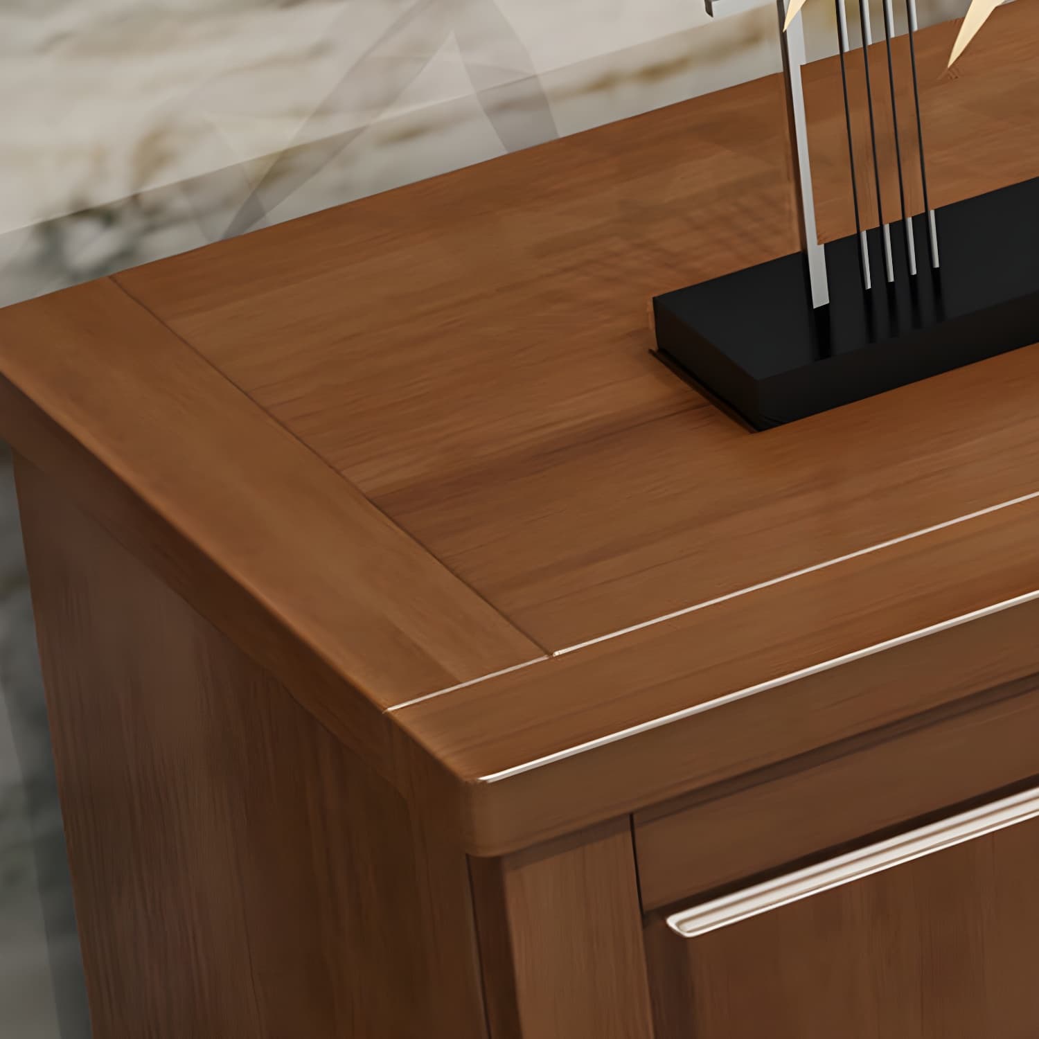 Traditional Solid Wood TV Console Open Storage TV Stand with Cabinet - image 9