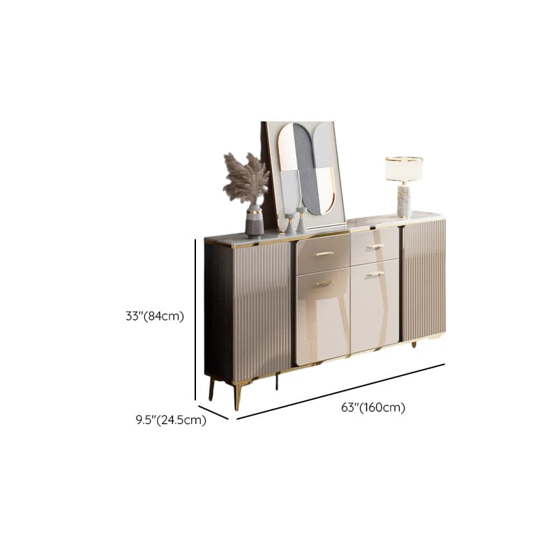 Luxury Off White Sideboard with Faux Marble Countertop and Standalone Design - image 11