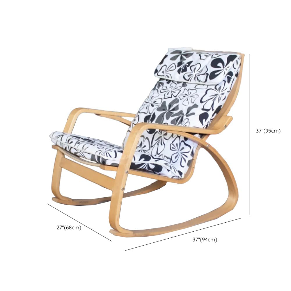 Ergonomic Natural Wood Rocking Armchair with Rear Back, Stationary - image 10
