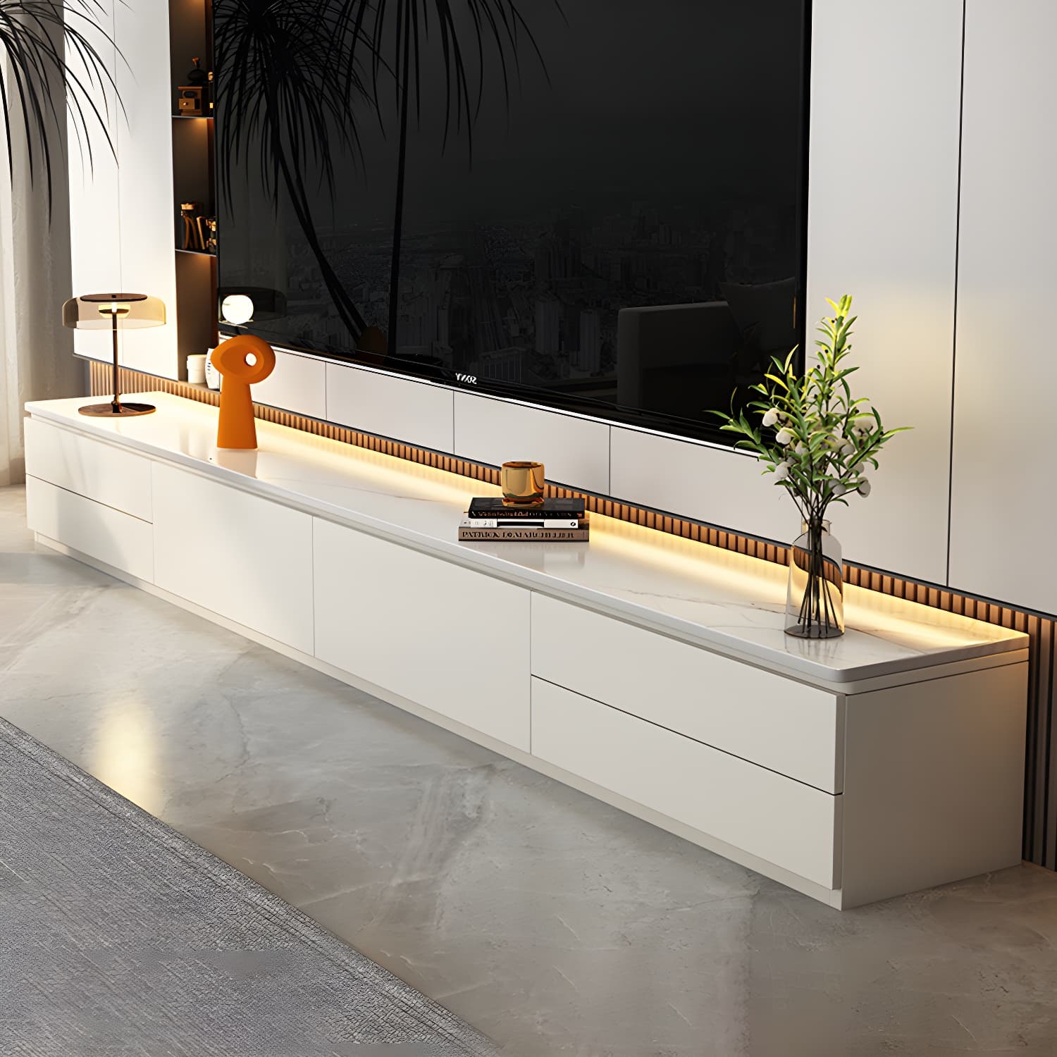 Modern 15.74" H Wood Media Console TV Stand with Drawers and Doors