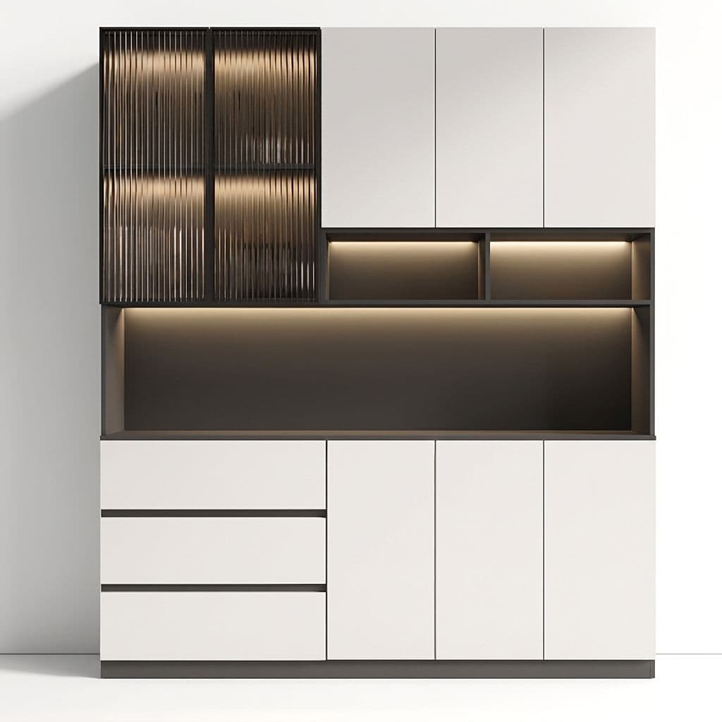 Trendy Sideboard with 3 Drawers, Cupboard, Wide/Standard/Narrow Sizes, 2/1 Shelves, Cabinets, and Glass-panel Door - image 13