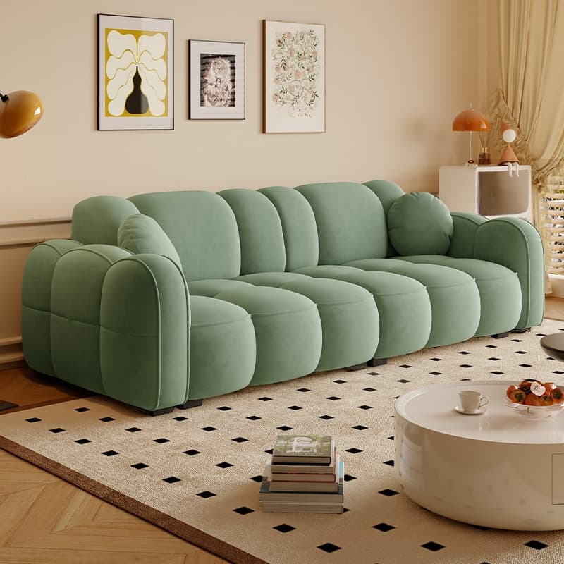 Modern Solid Color Tear Resistant Standard Sofa in Dark Grey/Light Brown/Ivory, 4-seater/3-seater with 2 Pillows - image 5