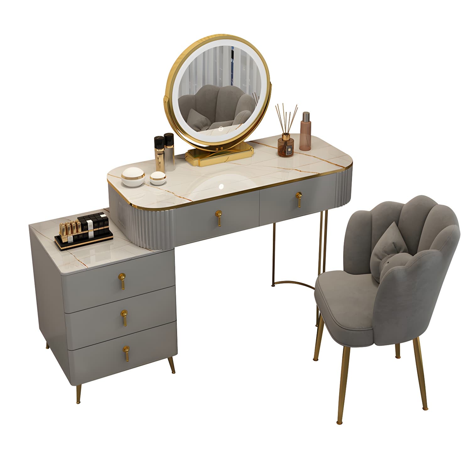 Lighted Mirror Makeup Vanity Storage Box Vanity Dressing Table - image 8