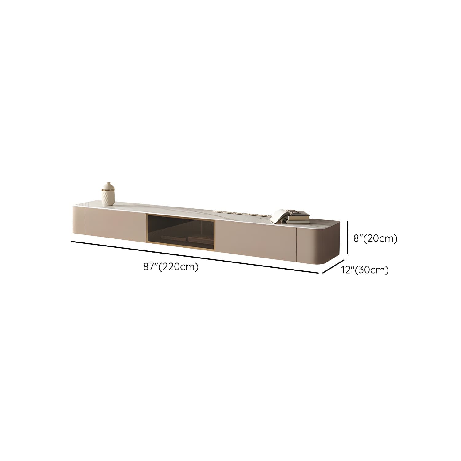 Brown Modern TV Stand with Floating Mount Design, Drawers, and Cable Management - image 17
