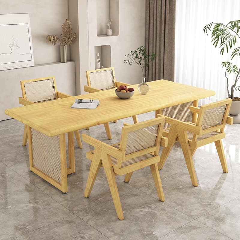 Natural Pine Wood Dining Table Set in Natural Color for 4 People/11 People/Seats 8 - image 4