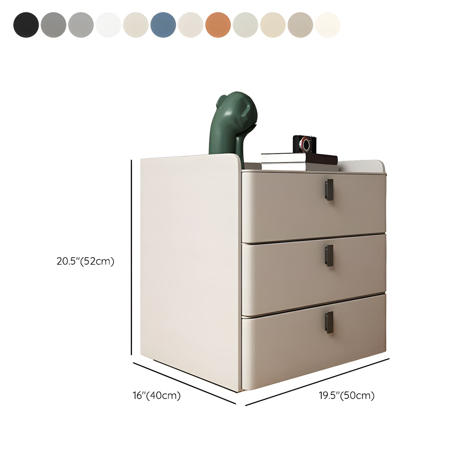 Modern Wood Nightstand with 3 Drawers and Stone Countertop in Small Size - image 25