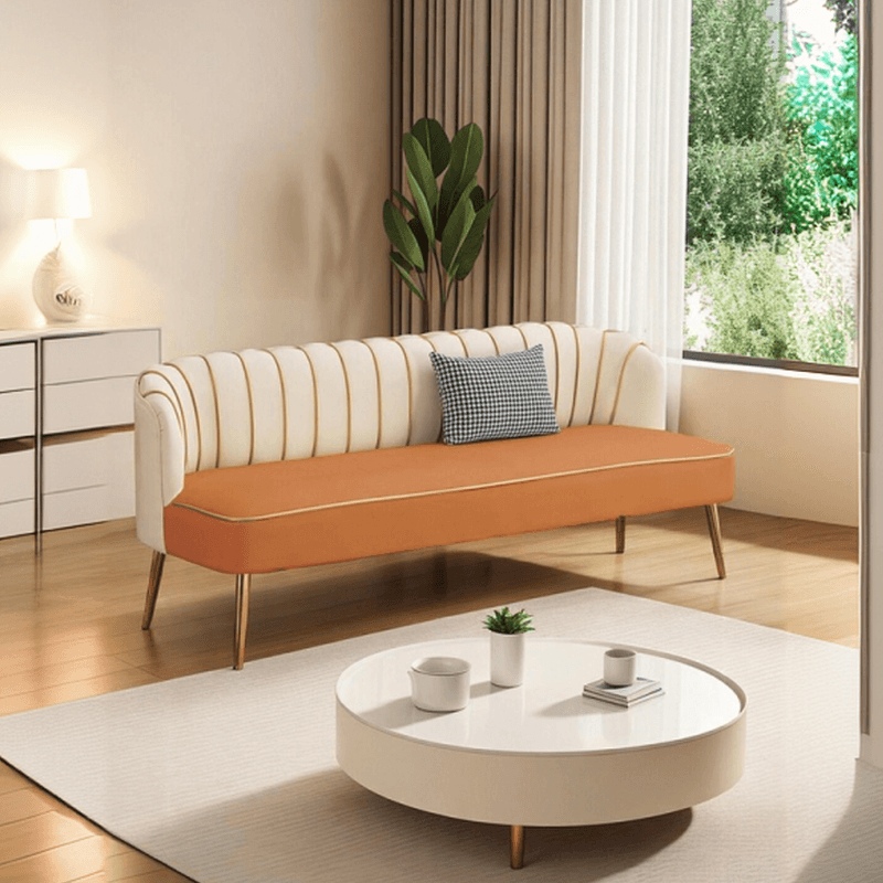 Modish Solid Color Stain Resistant Standard Sofa/Loveseat in Grey/Beige/Amber Color for 2/4-seater/3-seater with 1 Pillow - image 12