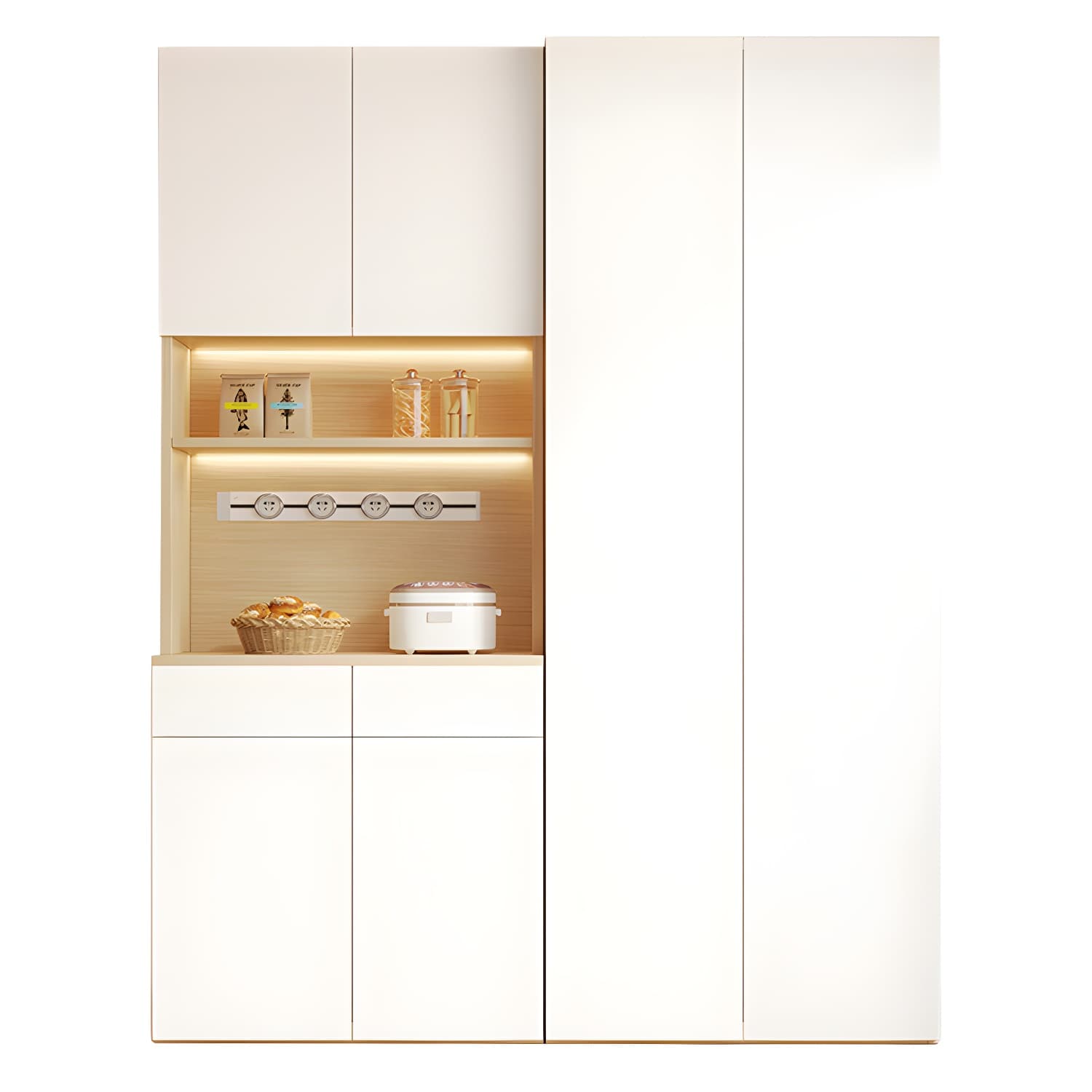 Scandinavian White Wood Buffet Sideboard Cabinet with Cabinets and Shelves - image 13