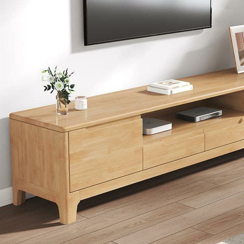 Scandinavian Low Profile 40cm Wide Wood TV Stand with Two Drawers and Cabinet No Assembly Required - image 12