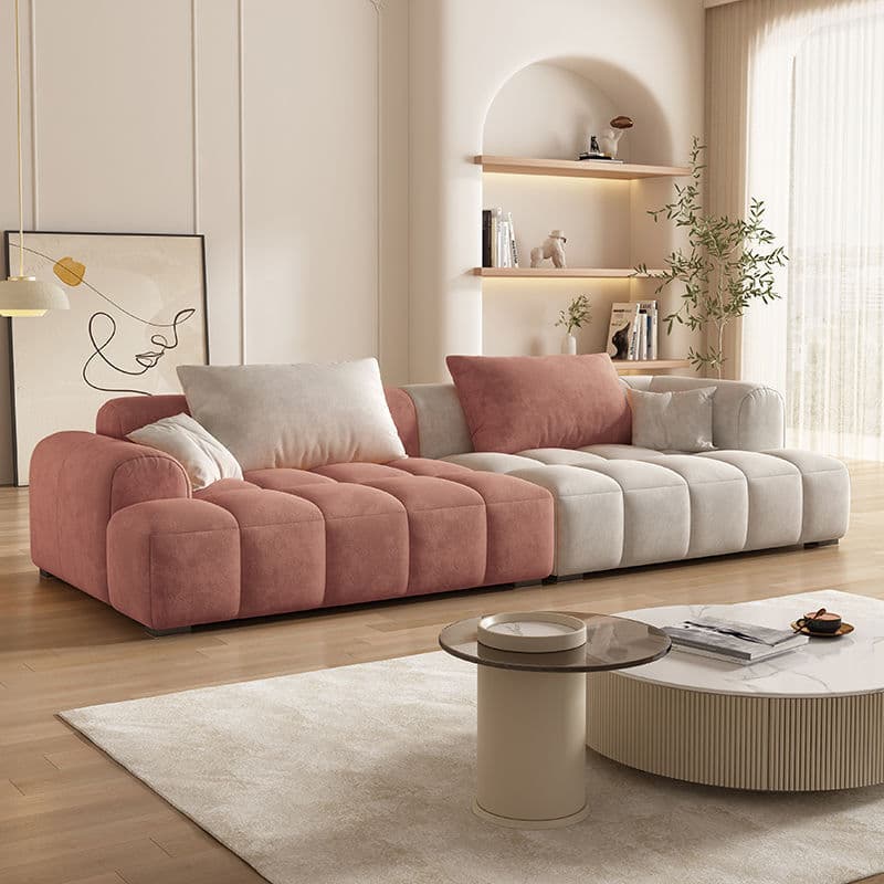 Vibrant Peony/Cerulean/Tangerine Color Sofa Couch with Round Arm and Concealed Support - image 12