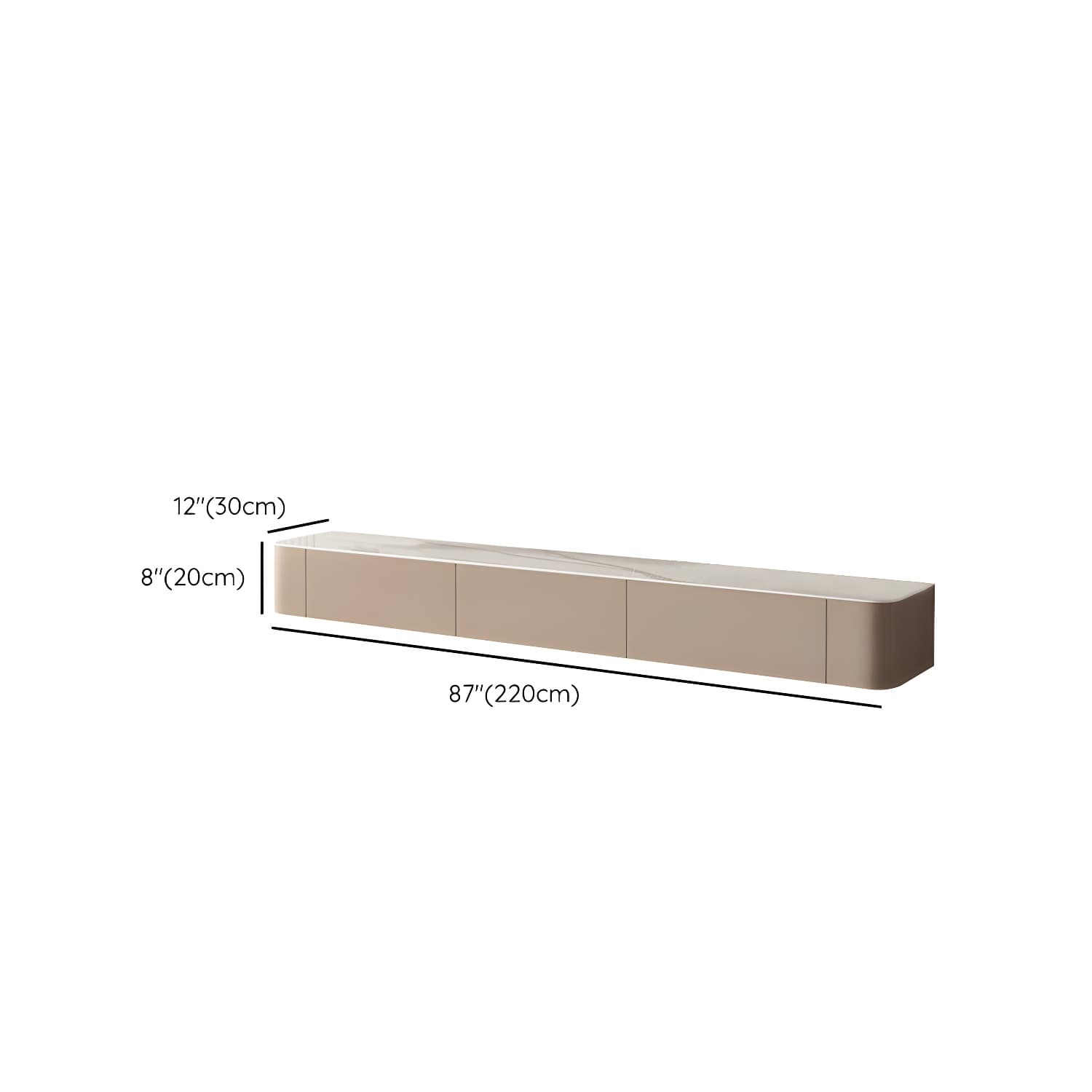 Brown Modern TV Stand with Floating Mount Design, Drawers, and Cable Management - image 12