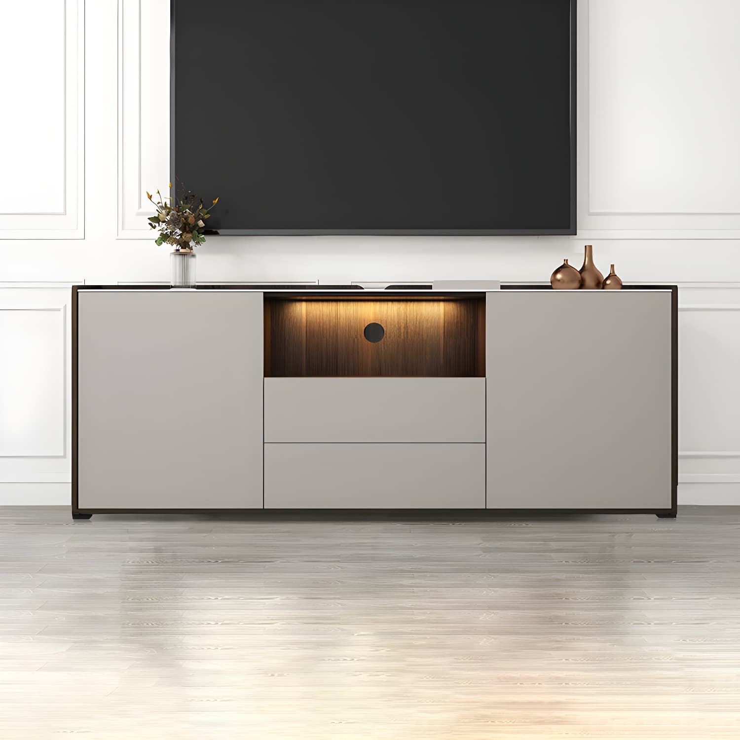 Contemporary Style Stone TV Stand 2 Doors and 2 Drawers TV Cabinet - image 16