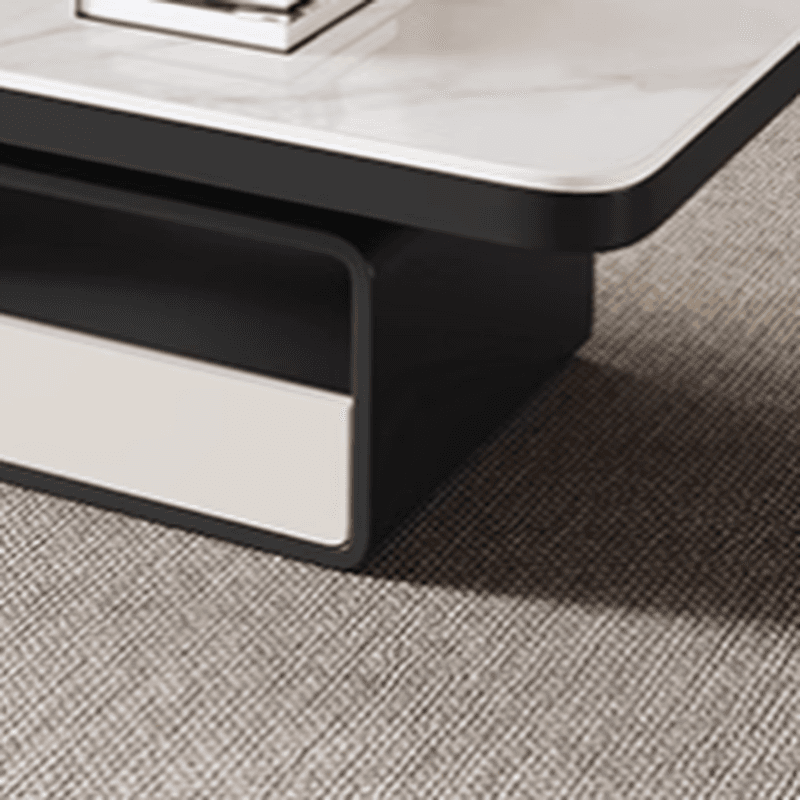 Trendy Board Game Coffee Table with Nested/Single Stone Top, Pedestal Base, Black/White Rectangular Shape, and 1 Drawer - image 7
