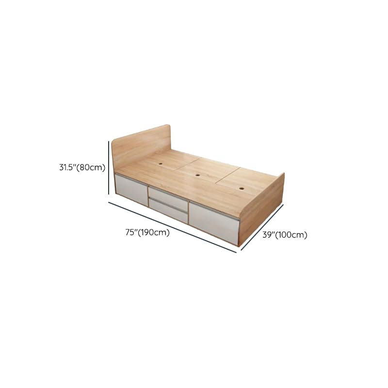 Natural Color Solid Color Storage Included Bed with 4 Storage Boxes and Storage Drawer for Bedroom - image 9