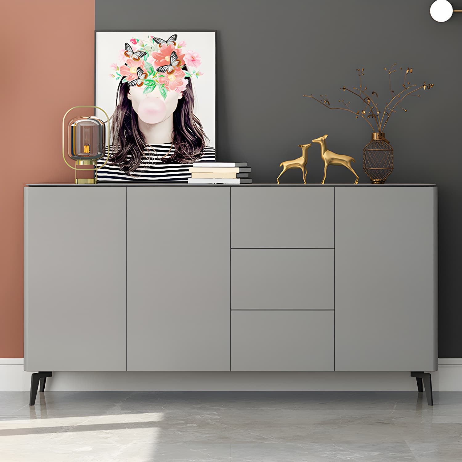 Contemporary Accent Cabinet Square Side Cabinet With Glass Top - image 6
