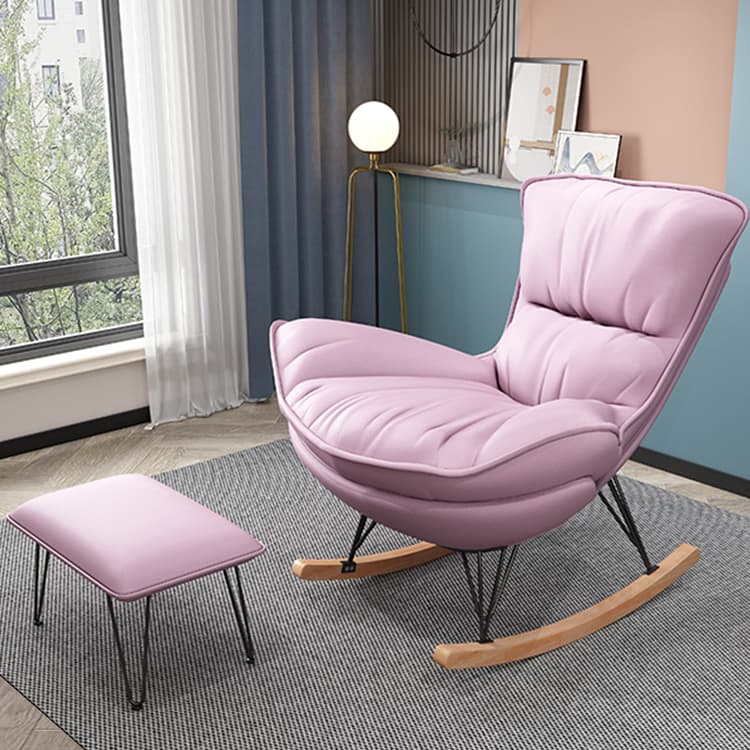 Natural Wood Armless Upholstered No Scratch or Stain Resistance Indoor Rocking Chair - image 13