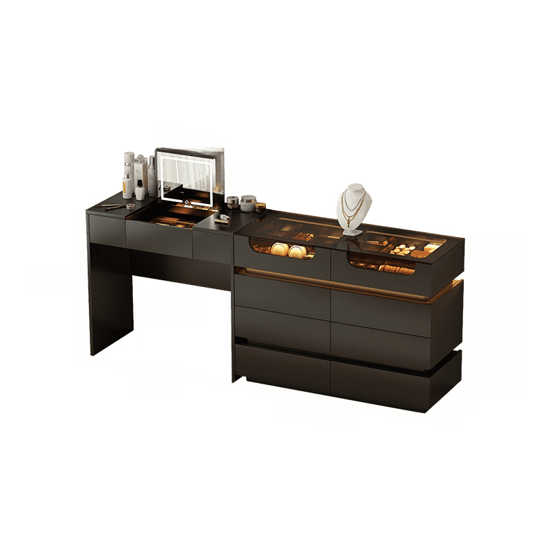 Lumber Vanity Set with Illumination Light, Scalable, Dividers, 2-in-1, Adjustable Touch and Brightness