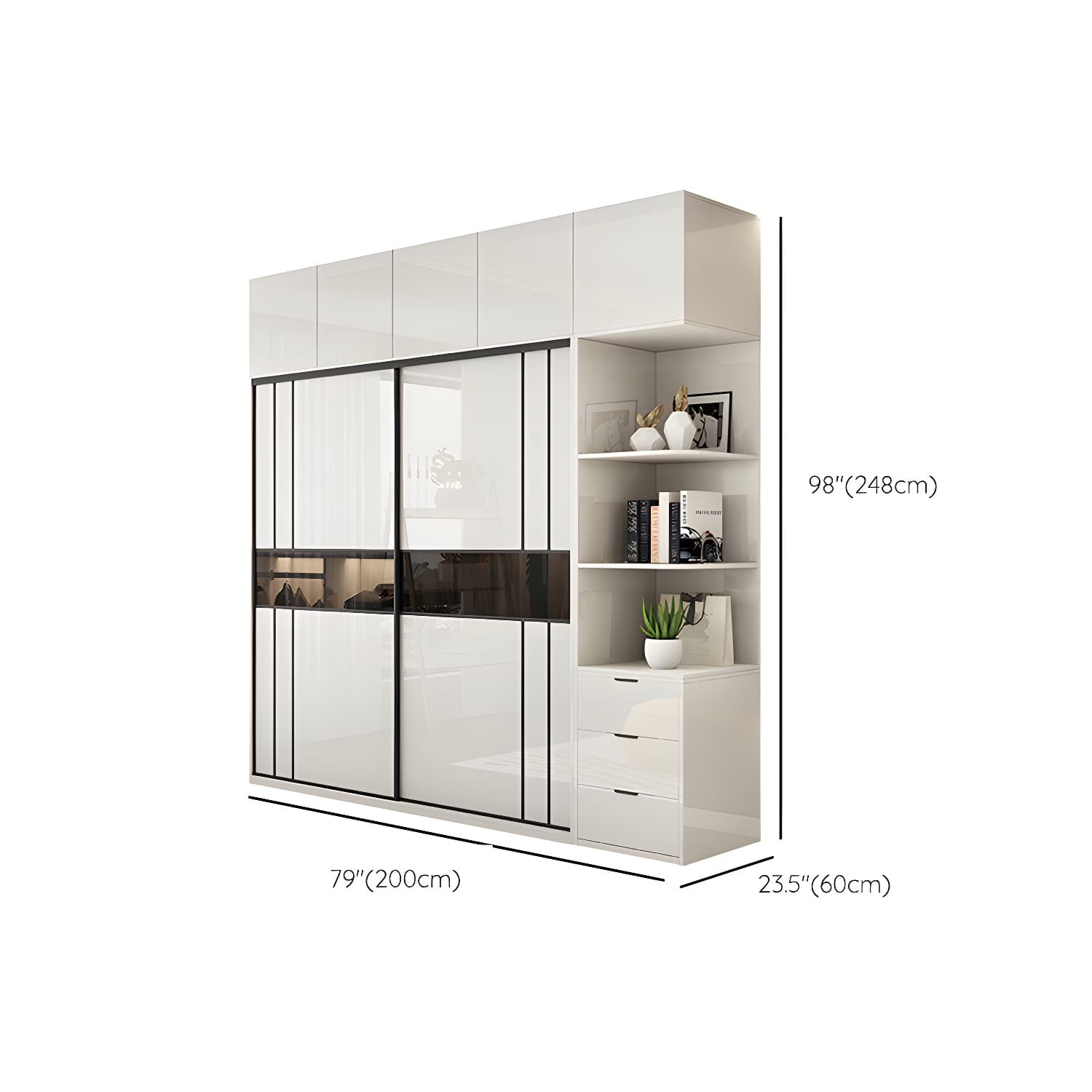 White Colour Wooden Wardrobe Cloth Rod Included Wardrobe Closet with Shelves - image 27