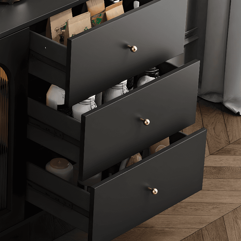 Standalone Accent Cabinet in Black with Glass Door, Alterable Shelf and Illuminating, Soft Close Drawer and 1 Cabinet/2 Cabinets in a Casual Style - image 6