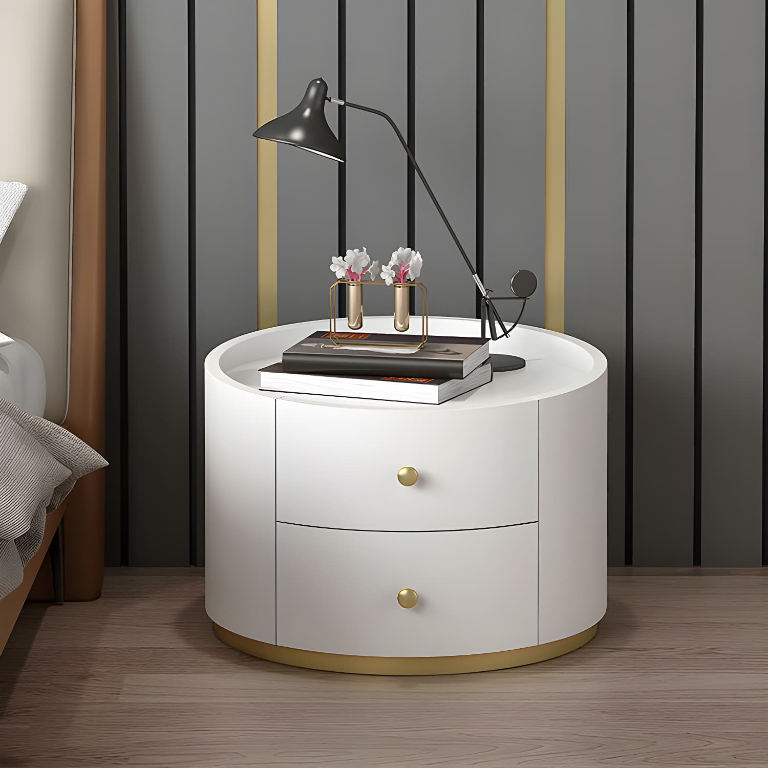 Glam Solid Wood Nightstand Drawer Storage 2 Drawer Night Table 16.9" Tall - image 6