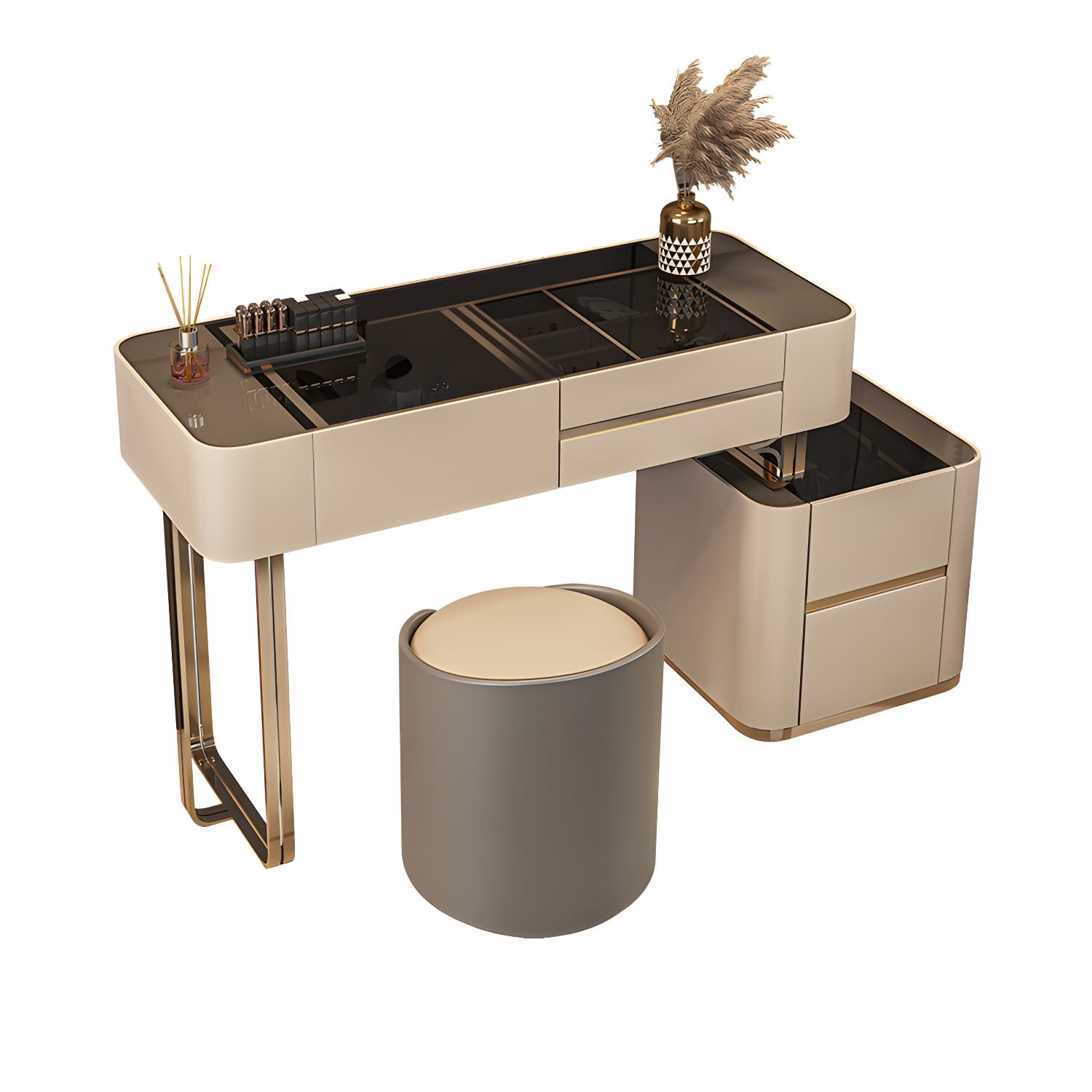 Luxurious Wood and Metal Make-up Vanity 5 Drawers & Lighted Mirror Dressing Table - image 13