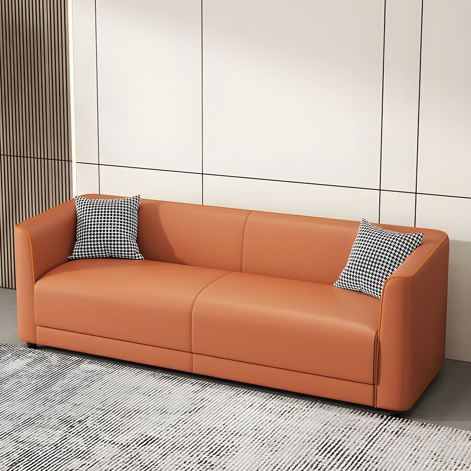 Tuxedo Arm Sofa with Tight Back 25.98" High Contemporary Faux Leather - image 8