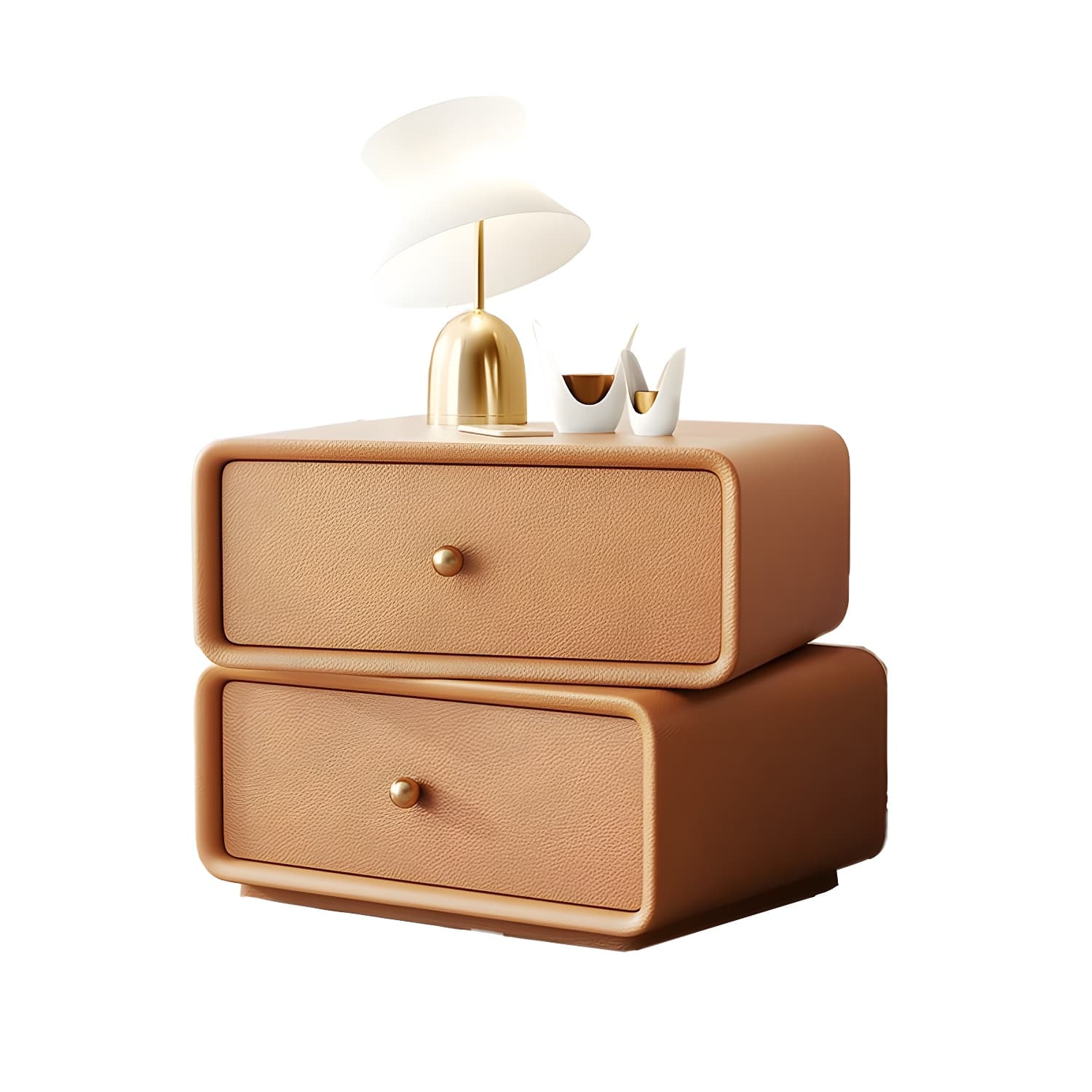 Modern Wood Nightstand with 2 Drawers - Faux Leather Countertop - Small and Stylish - image 16