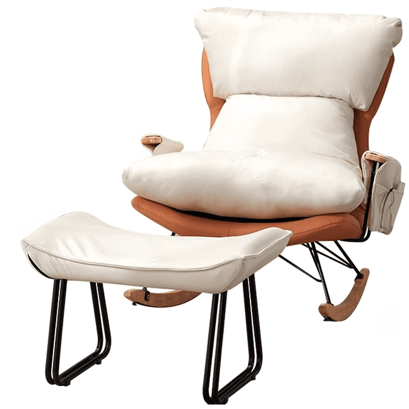 1 Piece Set/2 Piece Set Water Resistant Padded Living Room Rocking Chair in Chalk/Grey/Citrus Color with Upholstered Back and Track Arm in a Simple Style, Ottoman Included/Not Included - image 10