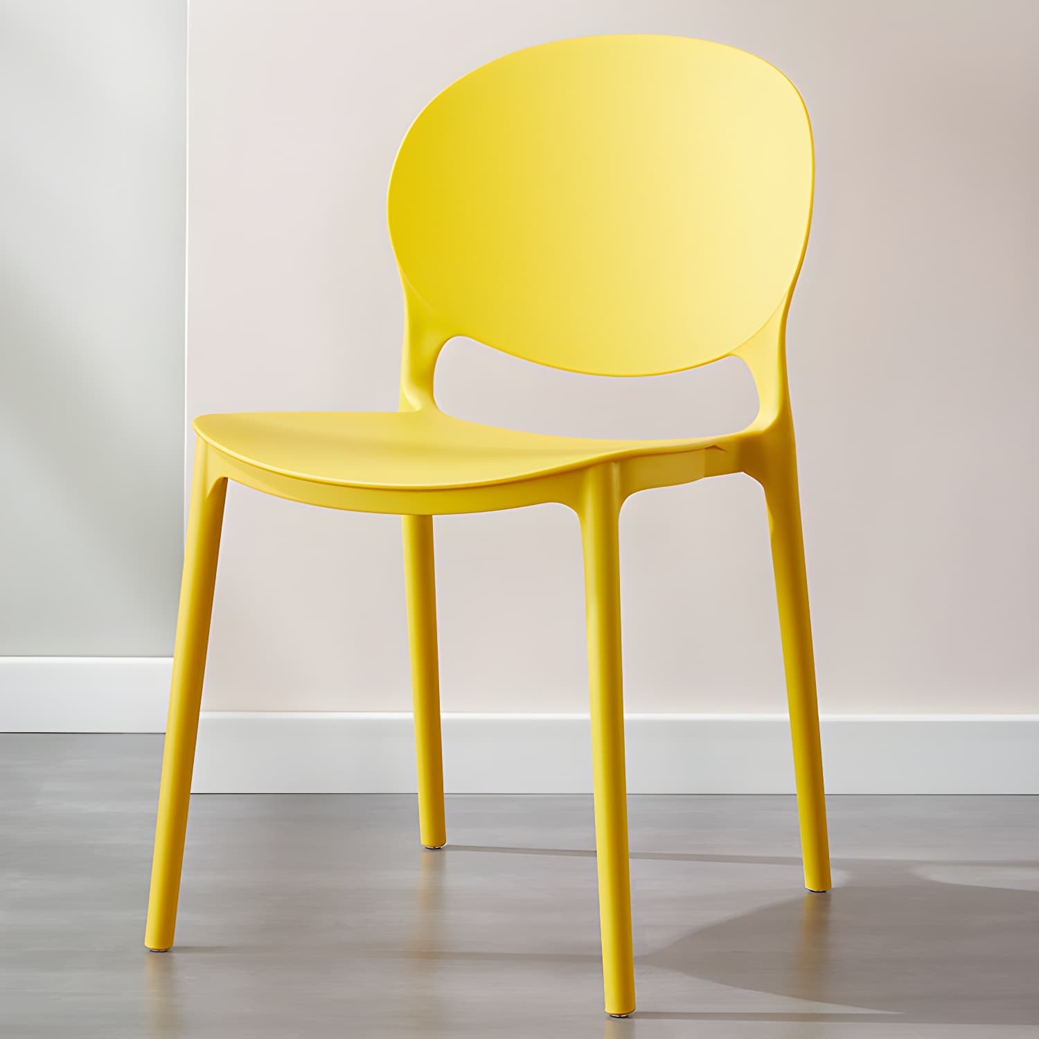 Scandinavian Armless Dining Chairs Stackable Plastic Open Back Side Chair - image 20