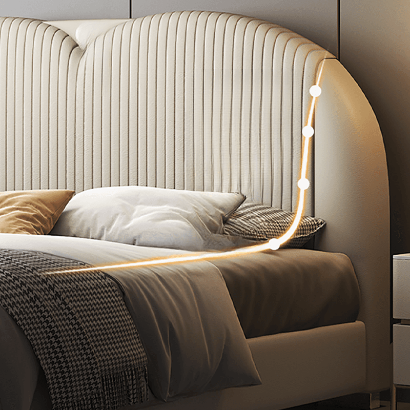 Beige Solid Color Storage Bed/Platform Bed with Pine Wood Frame for Living Room - image 4