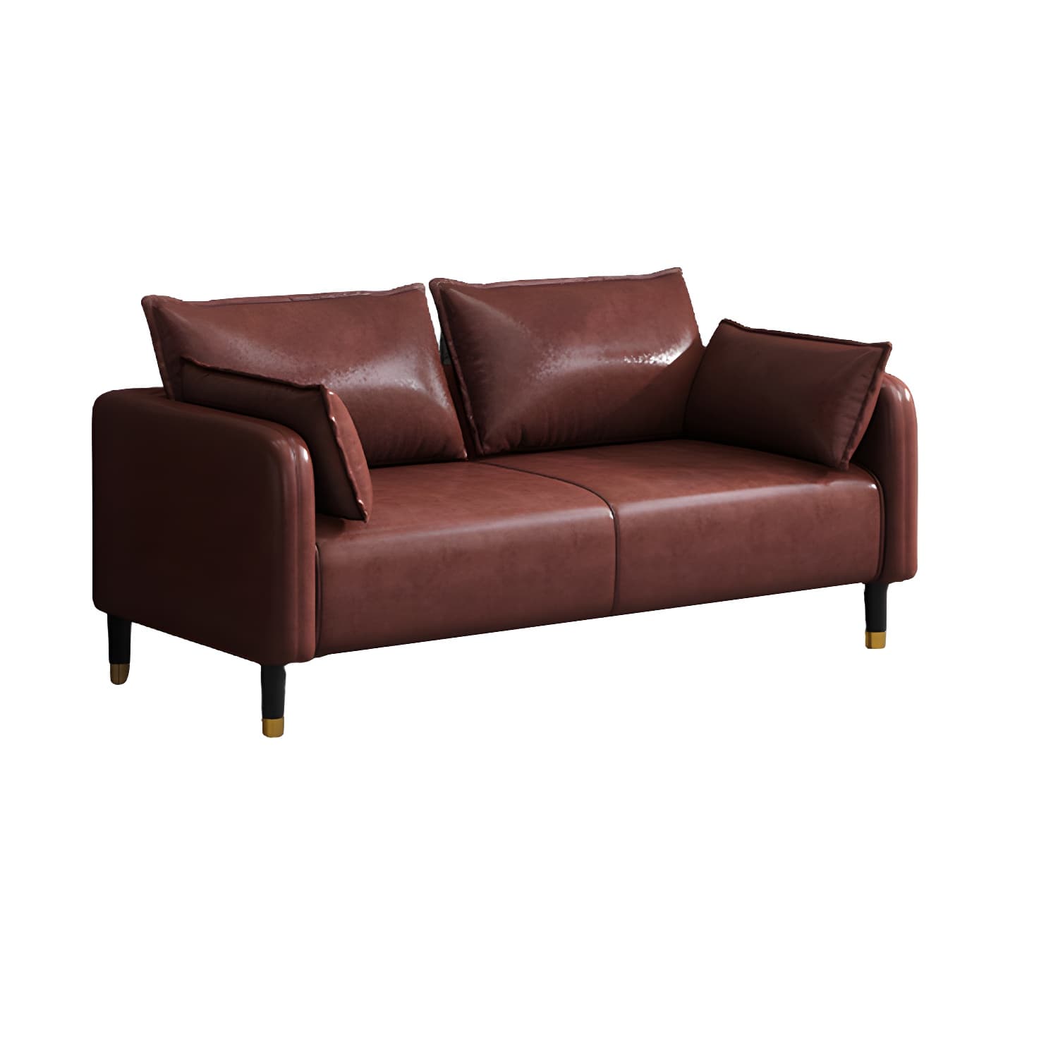Modern 2-seat Sofa Faux Leather Tuxedo Arm Sofa with 2 Pillows - image 16